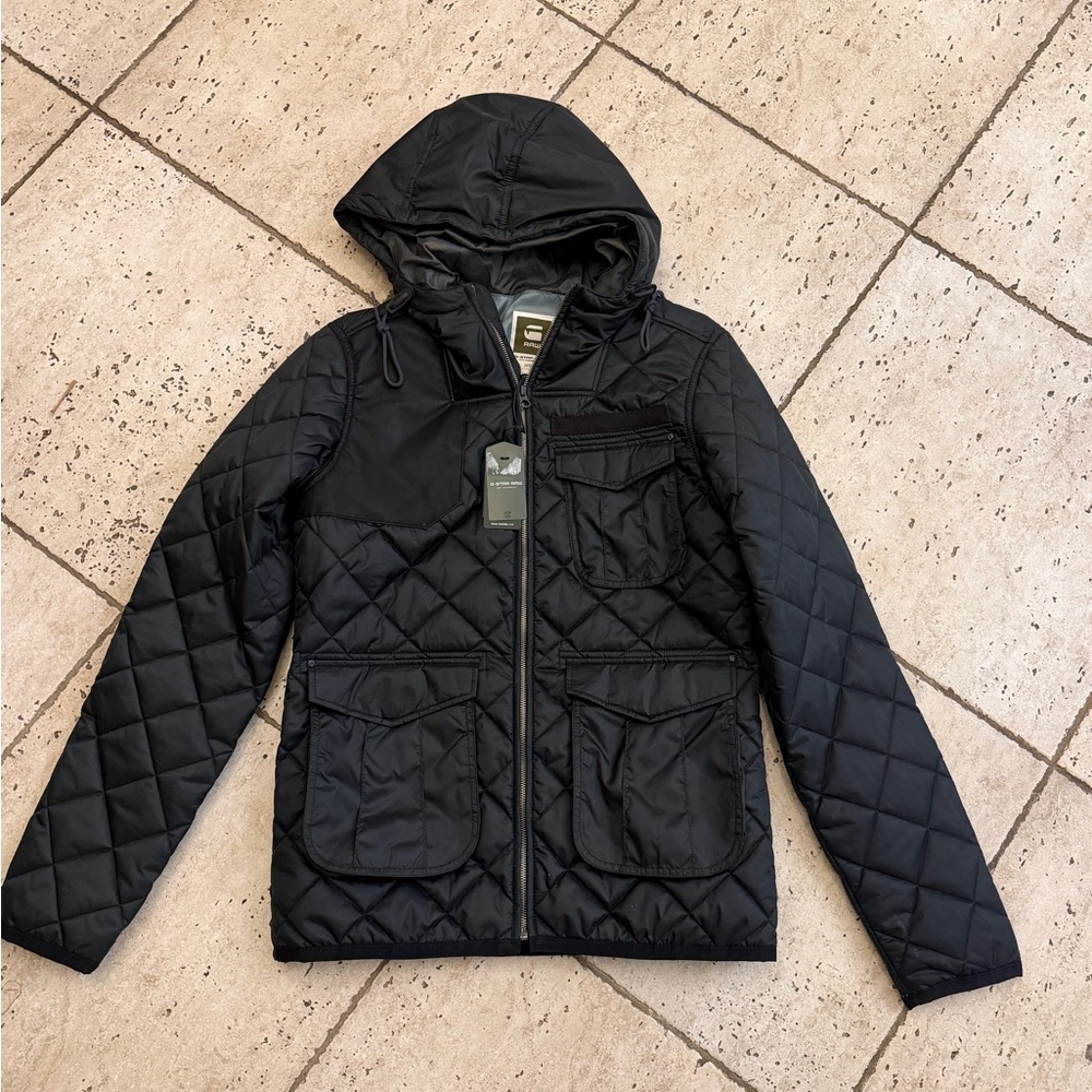 New G-Star Raw Amundsen Quilted Jacket - Keyes Ripstop/Leather Black